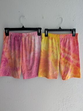 Girl Tie-Dye Bike Shorts - Pink & Yellow